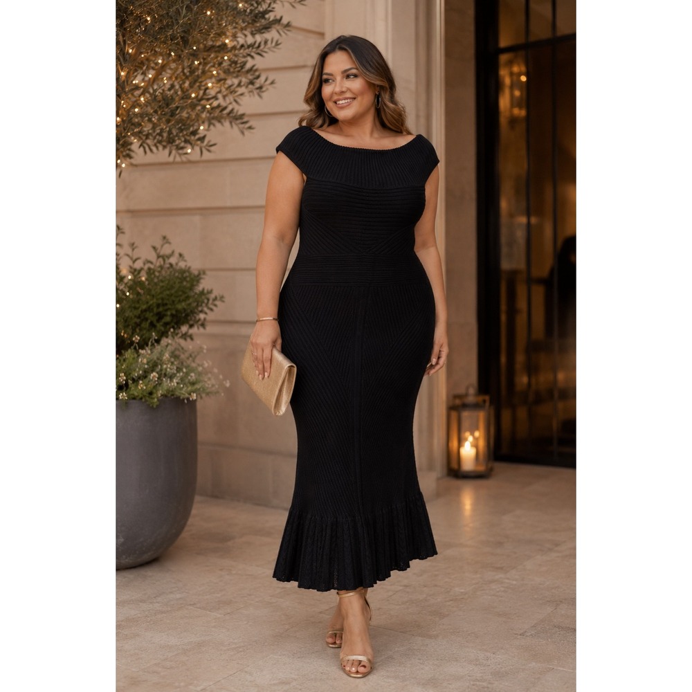 TORRID Bodycon Mermaid Sweater Dress 3X Fishtail Event Whimsigoth Wedding Black